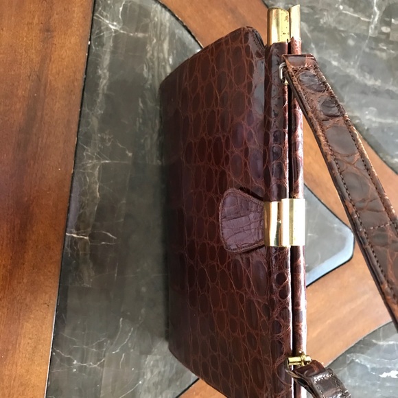 Vintage Alligator Kelly Bag with brass hardware - Picture 5 of 8